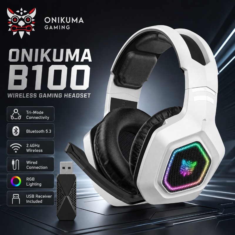 Gaming Console Amazon - ONIKUMA B100 Kablosuz Oyun Kulaklığı Bluetooth