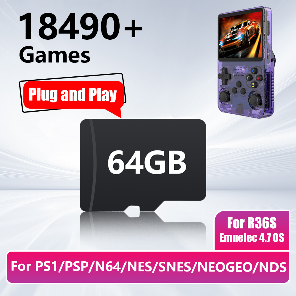 Gaming Console Psp - R36S Oyun Konsolu için 64GB Oyun