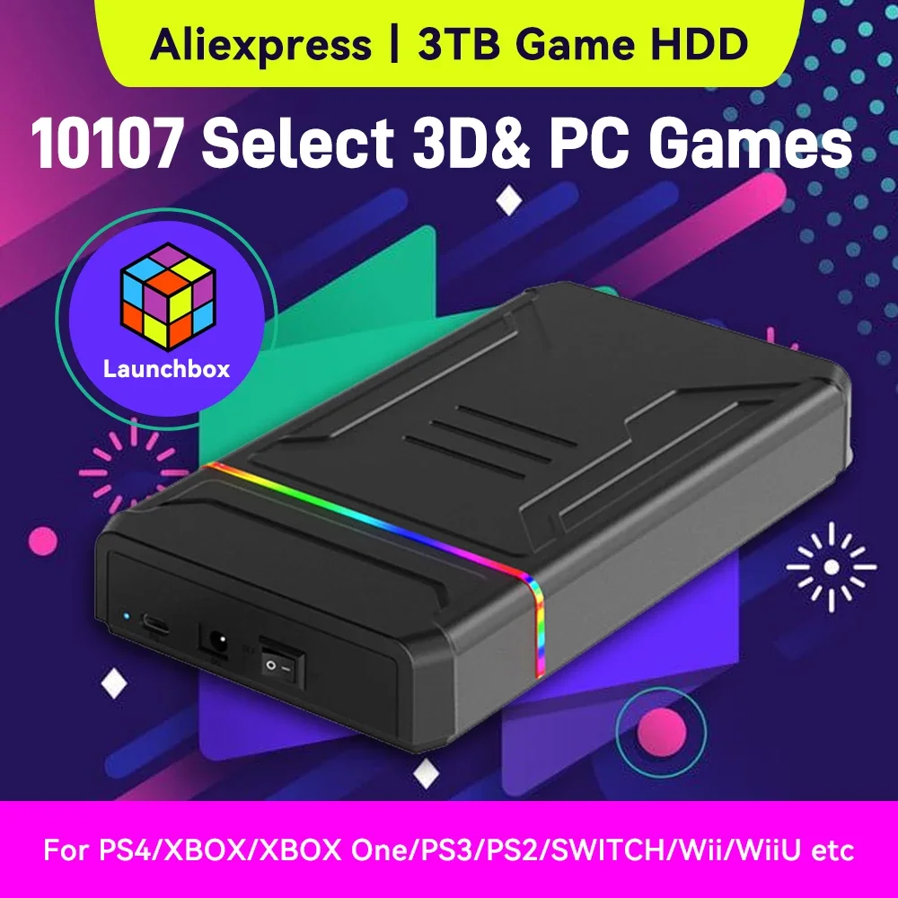 Gaming Console In Chinese - 3TB Launchbox Taşınabilir Oyun Diski, 10107
